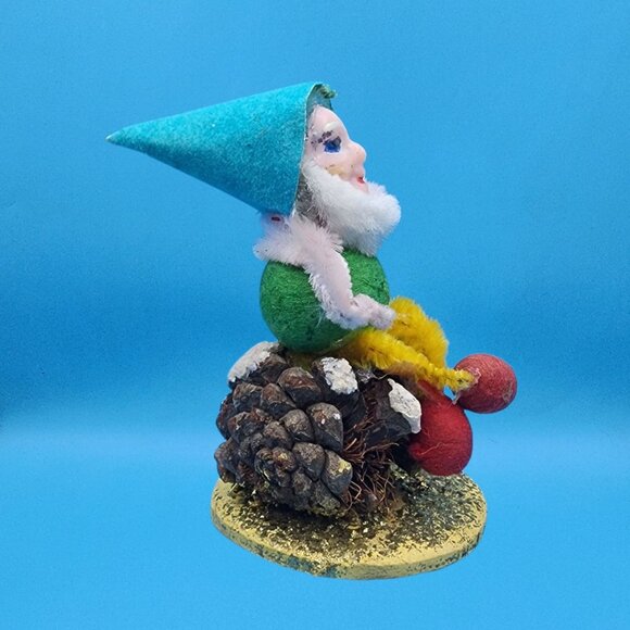 Vintage Putz Elf Ornaments 1950s Japan • Pinecone Mushroom Bottle Brush Tree - Picture 12 of 13